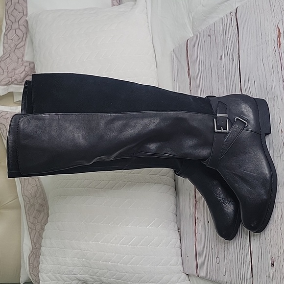SOLE SOCIETY Black Leather and Suede Tall Boots Size 11 - Picture 1 of 11